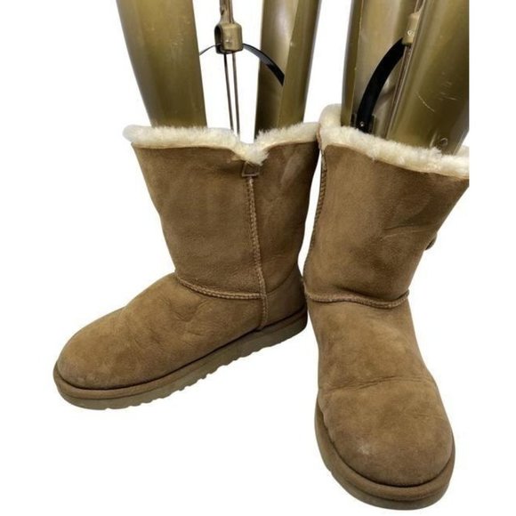 Ugg Australia Tan Wood Button Mid Height Bootsboot - Picture 1 of 10